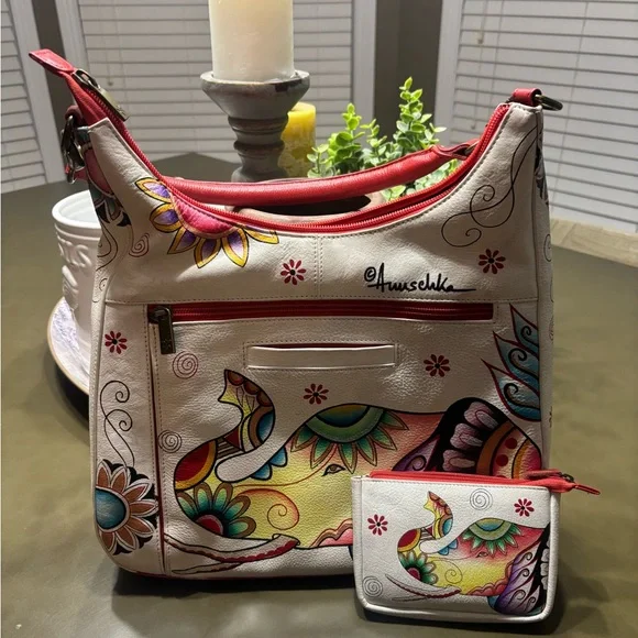 Anuschka Multicolor Elephant Shoulder Bag - Picture 2 of 5